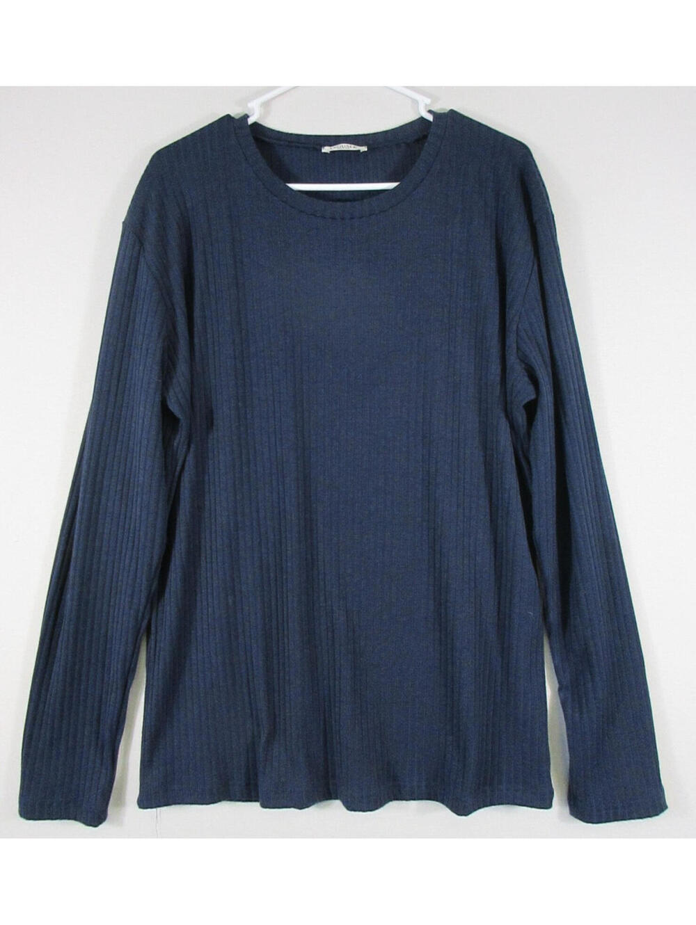 Ekouaer Mens Pullover Crew Neck Sweater Ribbed Knit Long Sleeve Size L Blue
